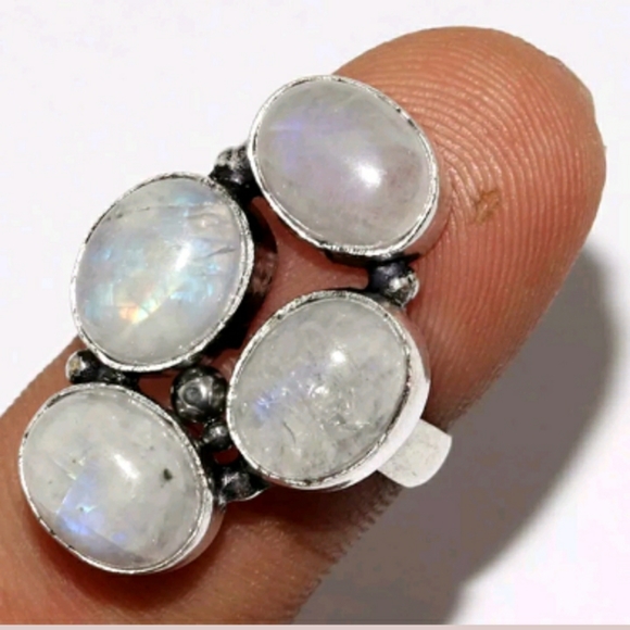 New Rainbow Moonstone 925 Silver Ring. - Picture 7 of 8